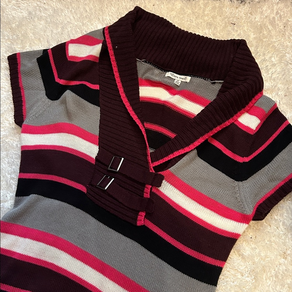 Extra Touch Striped Dress in Pink, Gray, and Black